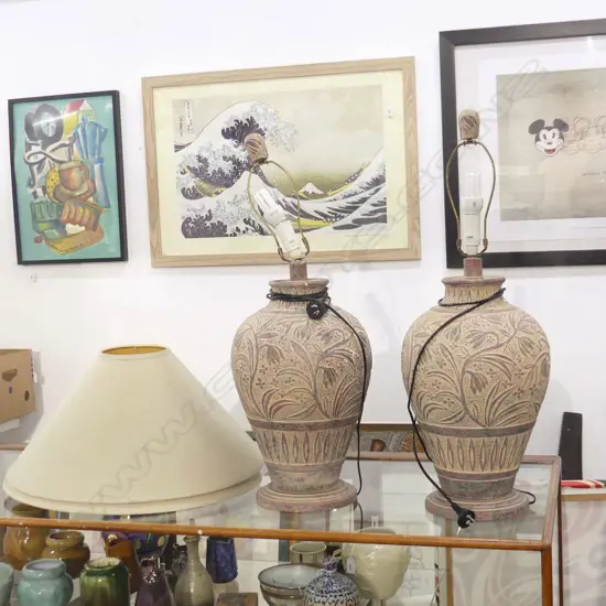 PR LARGE TERRACOTTA LAMPS (faults) H.800mm