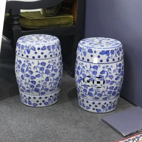 PR B/W CHINESE OUTDOOR PORCILAN DRUM SEATS H450MM