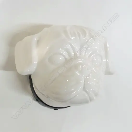 WALL MOUNTED WHITE CERAMIC PUG / BULL DOG FACE W.210mm