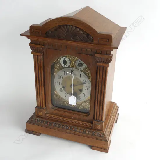 ANTIQUE OAK MANTLE CLOCK H.440mm