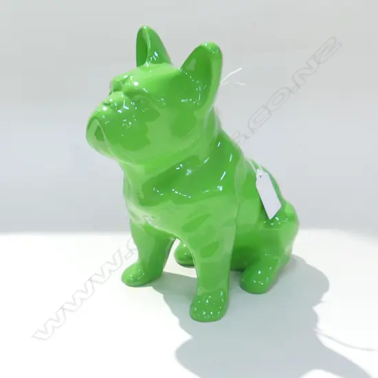 BRIGHT GREEN RESIN FRENCH TERRIER H. 195MM
