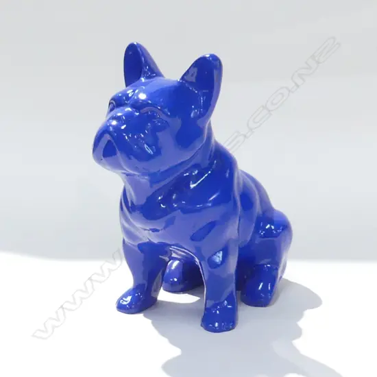 BRIGHT BLUE RESIN FRENCH TERRIER H. 195MM