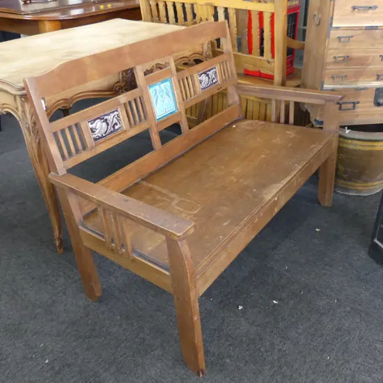 OAK ARTS AND CRAFTS BENCH 1080 X 550 X 820mm