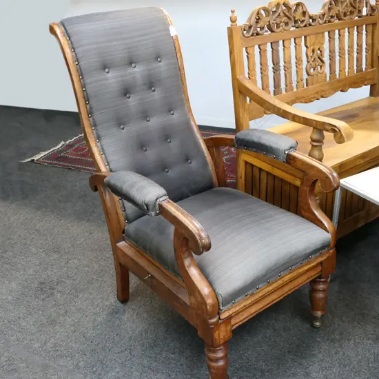 VICT. MAHOGANY FRAMED CHAIR ADJUSTABLE BACK