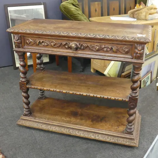 EARLY 20thC CARVED OAK DUMBWAITER 1100x450x910mm
