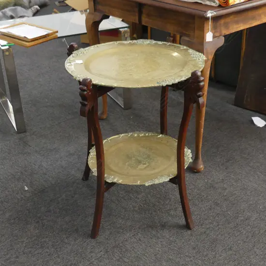 ORIENTAL TWO TIER BRASS TABLE TRAY (DIA 610MM)