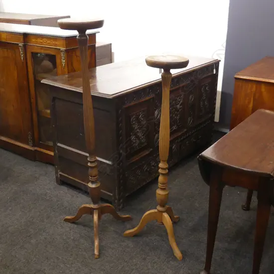 2 WOODEN PLANT STANDS H.1200mm (glue req)