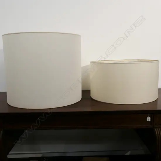 2 LARGE CREAM PARCHMENT DRUM LAMPSHADES...