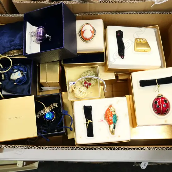 ASST. ESTEE LAUDER SOLID PERFUME COMPACTS, MOST BOXED