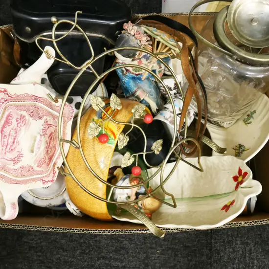 BOX LOT ASST. CHINA; TEAPOTS, ETC