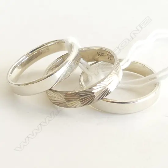 THREE 925 SILVER BAND RINGS