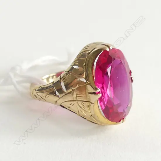 14 CT (tested) RED GLASS RING 2.8 GRAMS SIZE I 1/2