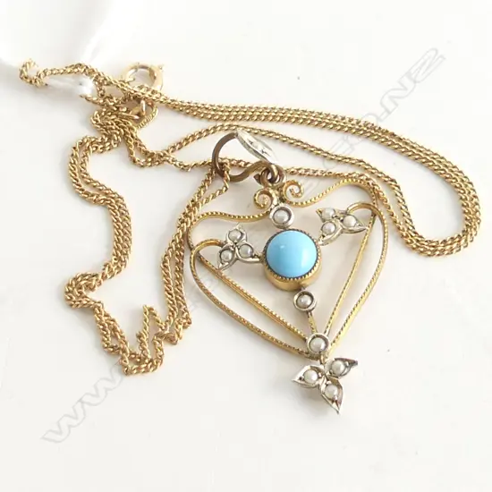 ROLLED GOLD ART NOUVEAU PENDANT ON R/G CHAIN 3.4GMS 47cm