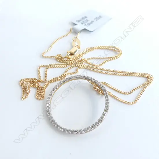 9CT GOLD CHAIN WITH .25CT DIAMOND PENDANT, 2.6GMS