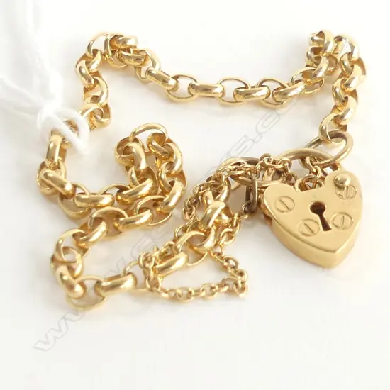 9ct GOLD BELCHER LINK BRACELET PADLOCK CLASP 5gms 