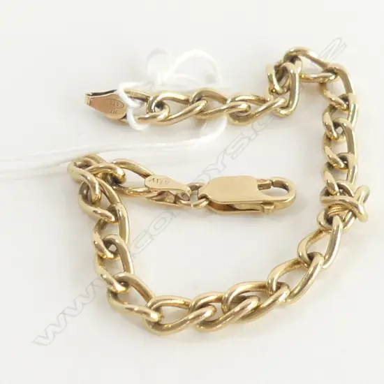 9CT GOLD CURB LINK BRACELET 11gms
