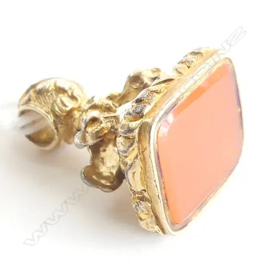 ROLLED GOLD FOB SEAL WITH STONE, 5.8GMS