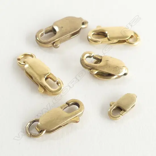 6 x 9ct GOLD PARROT BEAK JEWELLERY CLASPS 3.28gms