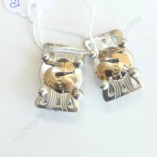 PAIR OF SILVER AND 18CT GOLD CLIP ON EARRINGS