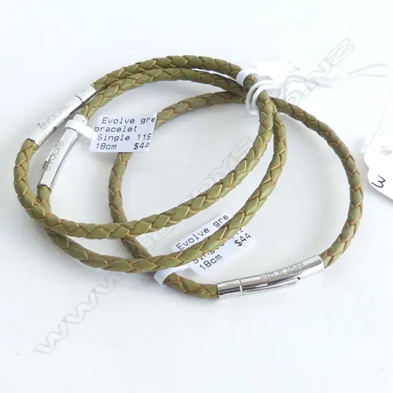 THREE EVOLVE TAN LEATHER BRACELETS