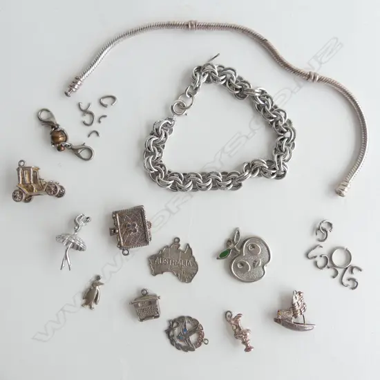 ASST SILVER & OTHER JEWELLERY some faulted. Book charm etc