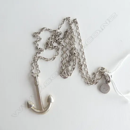 LONG KAREN WALKER STG SILVER CHAIN &  ANCHOR PENDANT