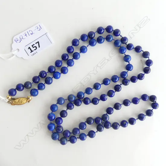 LONG LAPIS LAZULI NECKLACE SILVER/GP CLASP 780mm