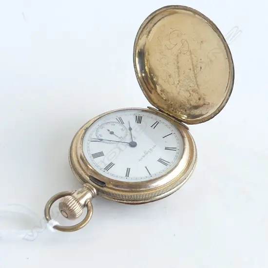 ROLLED GOLD ELGIN HUNTER POCKET WATCH 57.8GMS 