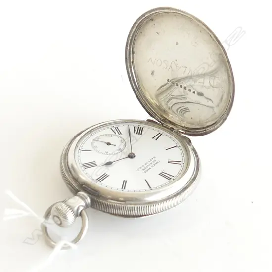 SILVER HAMILTON POCKET WATCH, REPORTEDLY RUNNING 