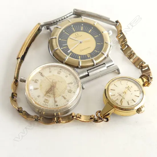 3 WRISTWATCHES: 1 X OMEGA LADYMATIC running + OMEGA SEAMASTER A.F ETC