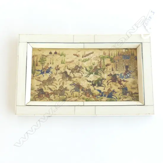 INDIAN MOGUL HUNTING SCENE IVORY FRAME 120 X 190mm
