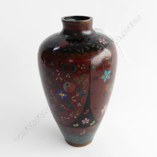A good quality old Japanese cloisonné baluster vase with profuse decoration...