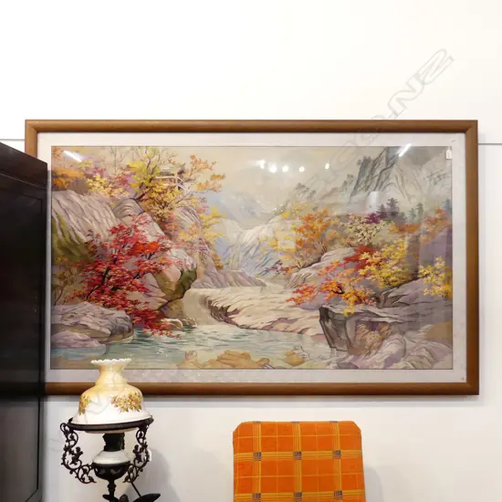 RARE AND BEAUTIFUL SILK LANDSCAPE WEAVING SILK BORDER W180CM H110CM