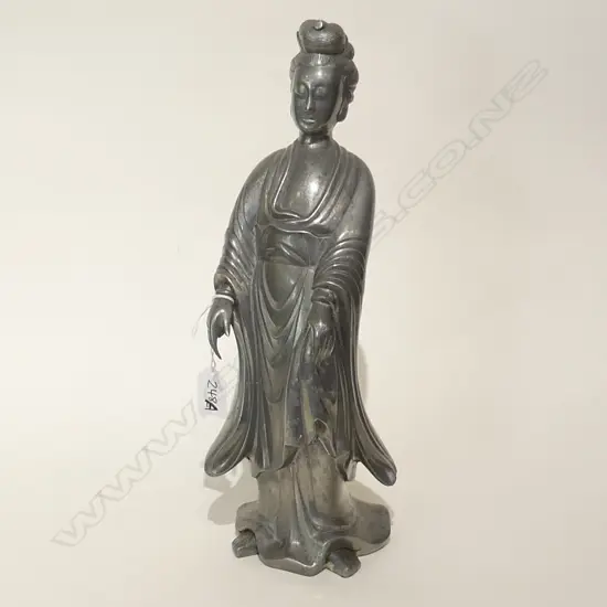 SILVER METAL GUANYIN FIGURE H.370mm