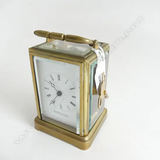 FRENCH CARRIAGE CLOCK, FETTORINI & SONS, w. KEY & WORKING H.110mm