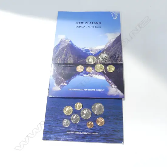 2 COIN & NOTE PACKS, 1 NZ, 1 AUSTRALIA 