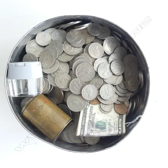 TIN ASST. WORLD COINS ETC
