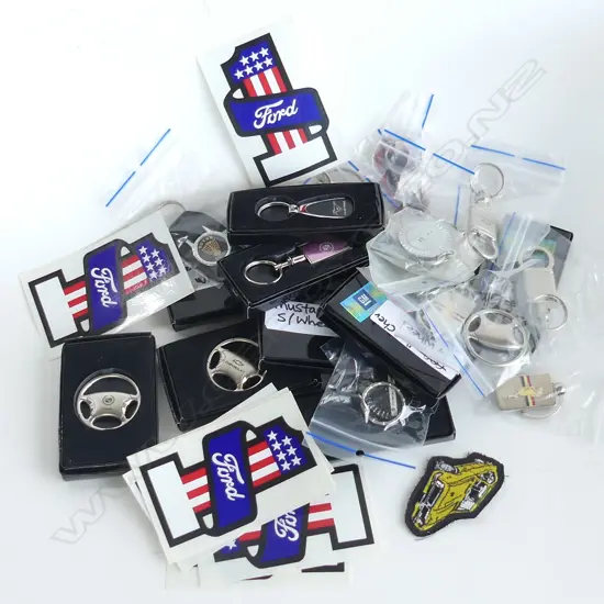 ASST. AMERICAN CAR KEY CHAINS ETC; FORD, DODGE, CHEVROLET ETC