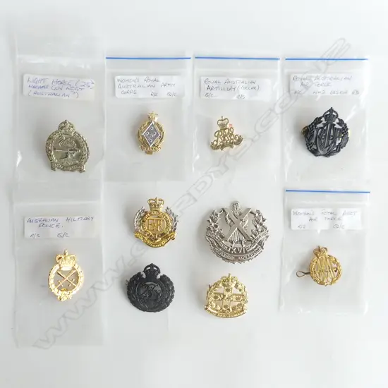 10 ASST. AUSTRALIAN MILITARY CAP BADGES ETC (SOME RESTRIKES)
