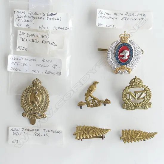6 ASST. NZ MILITARY BADGES; NZEF, INFANTRY ETC