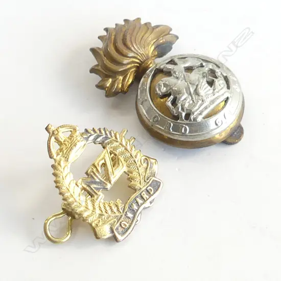 2 VINTAGE MILITARY CAP BADGES; 1 NZ & 1 NORTHUMBERLAND FUSILLERS