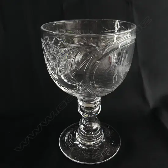 LGE HUNTING GLASS GOBLET ENGRAVED W. G. WEBB H.220mm