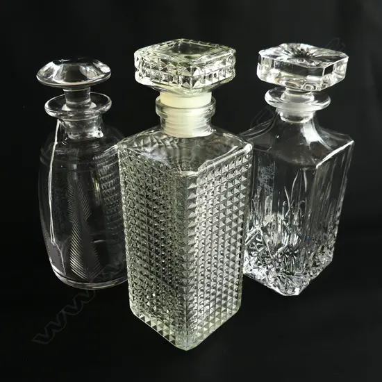 3 DECANTERS; STUART FERN DESIGN, 2 OTHERS H.250mm