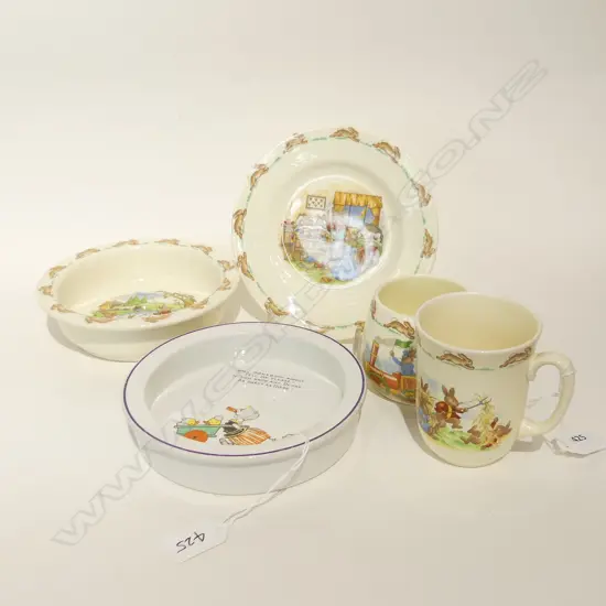 4 PCS ROYAL DOULTON BUNNYKINS; CUP, MUG, BREAKFAST BOWL & PLATE