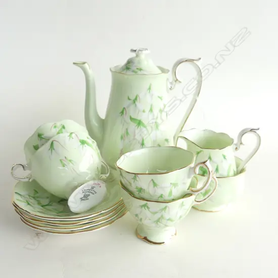 RA 4CS CREAM SUGAR & COFFEE POT SET SNOW DROP PAT