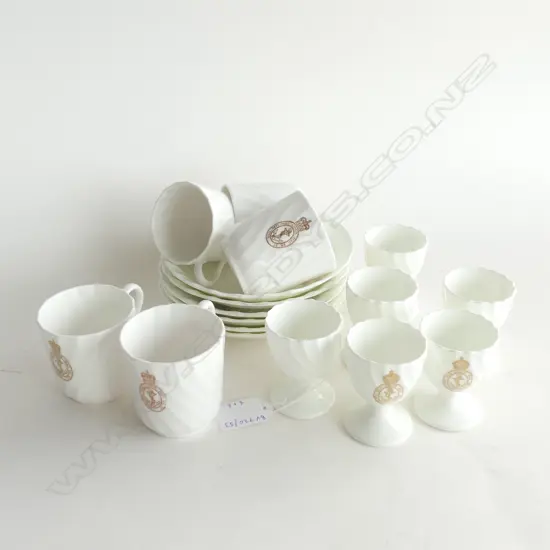 COLLECTION OF COALPORT AMOURIAL CHINA  5COFFEE CANS & 6 EGG CUPS