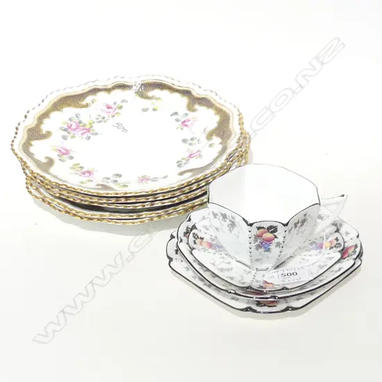 5 ROYAL STAFFORDSHIRE GILT PLATES & SHELLEY DECO CSP