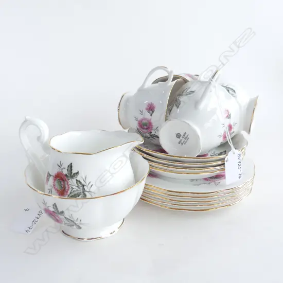 ROYAL ALBERT TEASET; 4 TRIOS,  MILK JUG & BOWL + SPARE PLATE 
