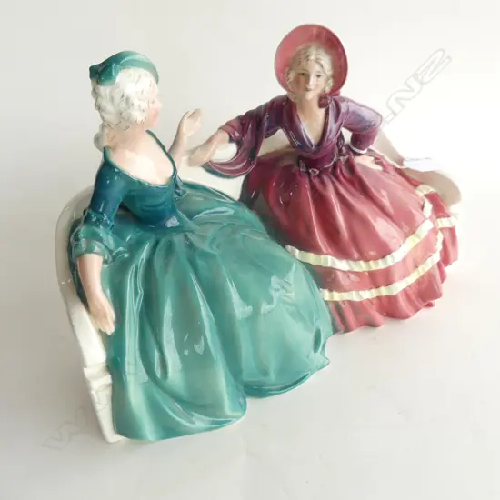 LG VINTAGE FIGURINE OF 2 PERIOD COSTUMED LADIES  L. 325 H. 230MM