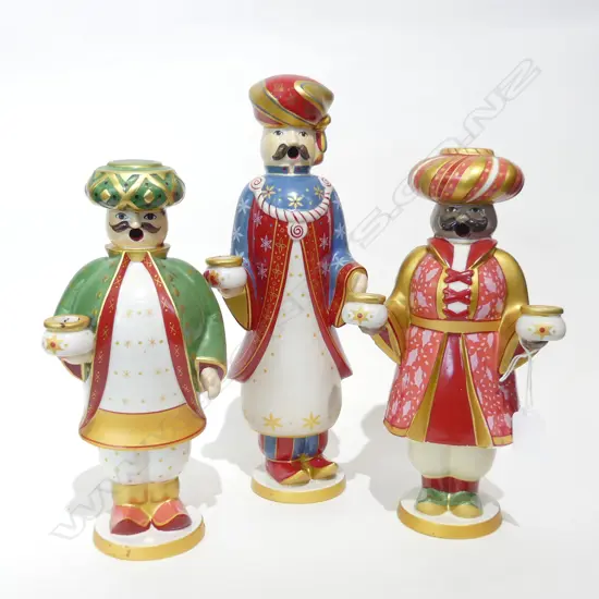 3 VILLEROY & BOCH  CANDLE & INCENSE HOLDER CHRISTMAS FIGURES (H. 260, 310, 145MM)